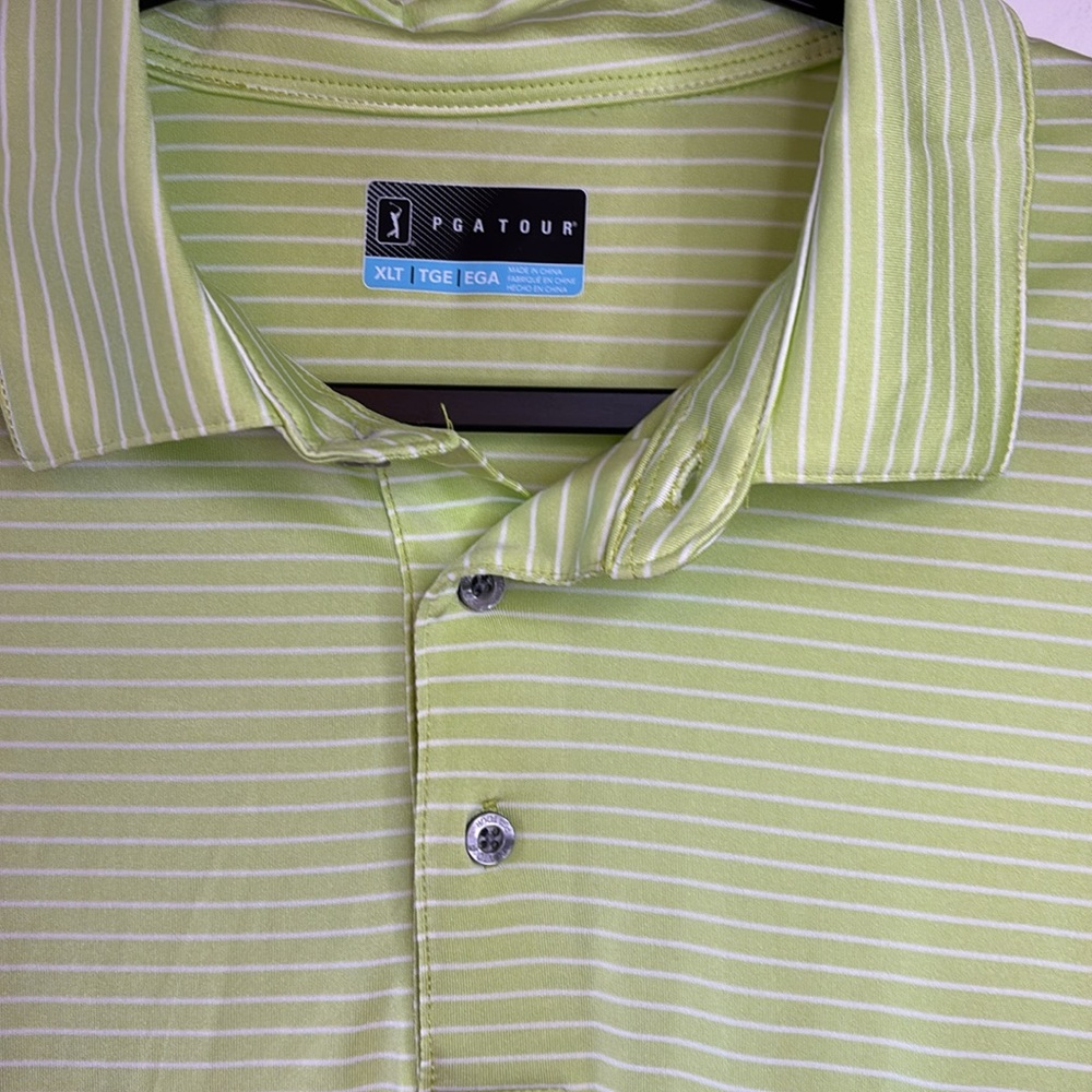 PGA Tour lime, green and white collared polo short sleeve size XLT - Picture 5 of 5